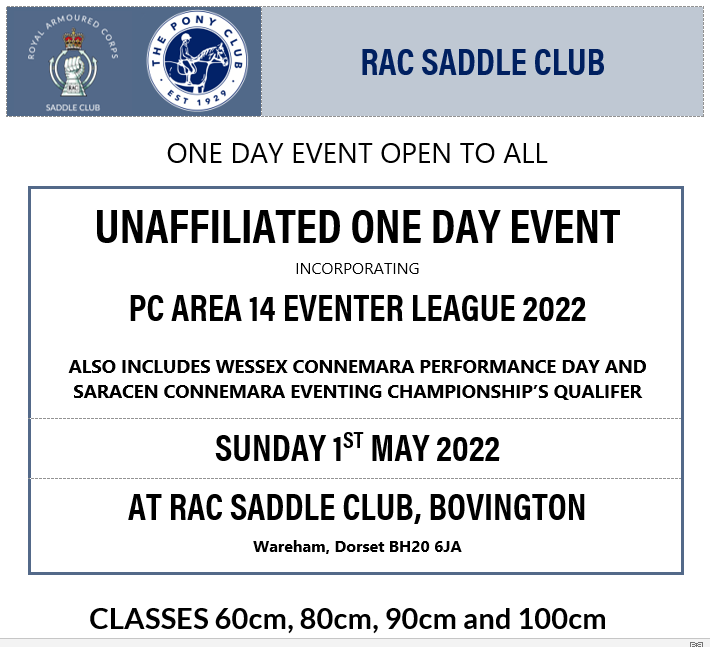 ENTRIES OPEN – UNAFFILIATED ONE DAY EVENT – SUNDAY 1ST MAY 2022